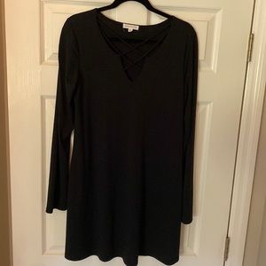 Socialite long sleeve black circle dress
